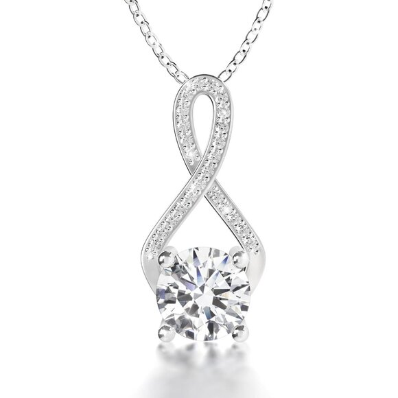 Platinum Plated Moissanite 1-3 Carat Infinity Necklace for Women - Gift for Wife